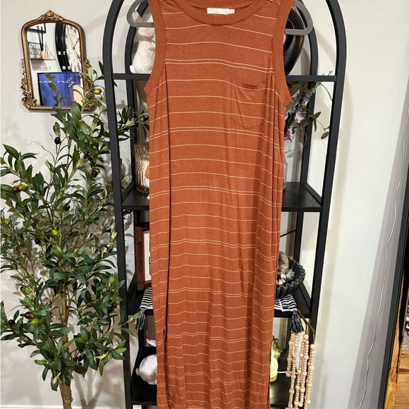 Prana Orange striped Sleeveless Sheath Maxi Dress size small - Picture 2 of 9